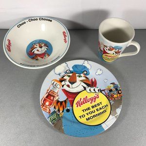 Kellog's Tony the Tiger Ceremic Breakfast Cereal Bowl, Mug and Plate Set